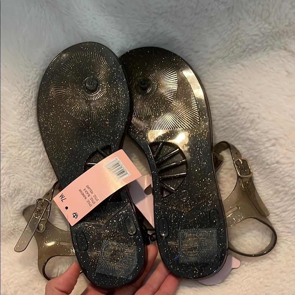 Juicy Couture Black Sandals with Shiny Straps - Picture 3 of 4